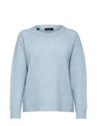 Slflulu Ls Knit O-Neck Noos Blue Selected Femme