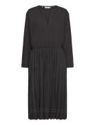 Stitch Pleated Midi Dress Black Tommy Hilfiger