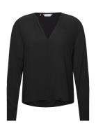 Viscose Crepe V-Neck Blouse Black Tommy Hilfiger