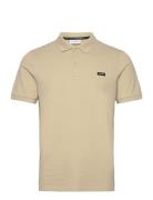 Stretch Pique Slim Button Polo Beige Calvin Klein