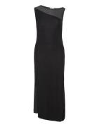 Fluid Jersey Panel Midi Dress Black Calvin Klein