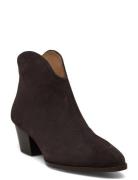 Booties - Block Heel - With Elas Brown ANGULUS