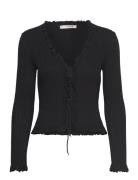 Fabian Tie Cardigan Black A-View