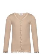 Silk Cardigan W/ Lace Beige Rosemunde Kids