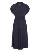 Belted Crepe Dress Navy Lauren Ralph Lauren