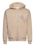 Globe Zipper Hoodie Beige Les Deux