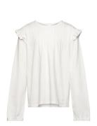 Long -Sleeved T-Shirt With Ruffles White Mango