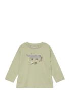 Long-Sleeved T-Shirt With Embossed Print Green Mango