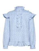 Reno Ruby Ruffle Blouse Blue Noella