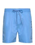 Les Deux Logo Swim Shorts Blue Les Deux