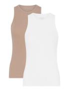 2-Pack Women Bamboo Tank Top Rib White URBAN QUEST