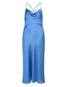 Objsateen S/L Midi Dress A Fair Div Blue Object
