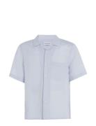 Linen Cotton Cuban S/S Shirt Blue Calvin Klein