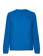 Metal Bar Long Sleeve Blouse Blue Calvin Klein