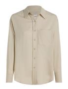 Linen Blend Relaxed Shirt Beige Calvin Klein