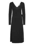 F&F Wrap Midi Dress Ls Black Tommy Hilfiger