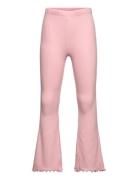 Leggings Flare Rib W Frill Edg Pink Lindex