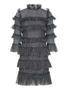 Carmine Frill Mini Lace Dress Grey Malina