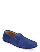 Slhsergio Suede Penny Driving Shoe Blue Selected Homme