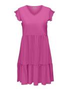 Carmay Life Cap Sl Frill Dress Jrs Noos Pink ONLY Carmakoma