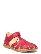 Sandals - Flat - Closed Toe - Red ANGULUS