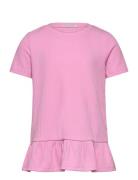 Volant Rib T-Shirt Pink Tom Tailor