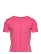 Cropped Cutline Rib T-Shirt Pink Tom Tailor