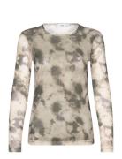 Printed Mesh T-Shirt Beige Mango