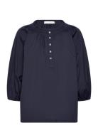 Lotta Blouse Fancy Poplin Navy Naja Lauf