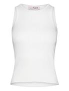 Rib Knit Tank Top White A-View