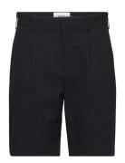 Linton Pleat Short Seersucker Black Black Wax London