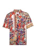 Didcot Ss Shirt Abstract Tile Print Red Multi Red Wax London