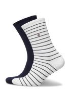 Th Women Sock 2P Small Stripe White Tommy Hilfiger
