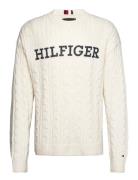 Cable Monotype Crew Neck White Tommy Hilfiger