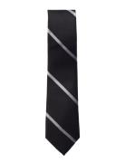 Black White League Silk Tie Black AN IVY