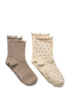 Socks W. Lettuce Hem Beige Minymo