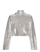 Aella Wide Sleeve Sequin Top Silver Malina
