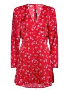 Printed V-Neck Mini Dress Red ROTATE Birger Christensen