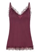 Rwbillie Sl Strap Lace Top Burgundy Rosemunde