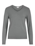 Viril V-Neck L/S Knit Top - Noos Grey Vila