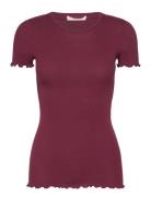 Rwbernadine Ss O-Neck T-Shirt Burgundy Rosemunde