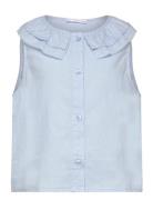 Button Linen-Blend Blouse Blue Mango