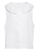 Button Linen-Blend Blouse White Mango