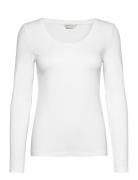 Slim Cot/Ela Ls Scoop Neck Top White GANT