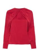 Evie Pleated Neckline Blouse Red Malina