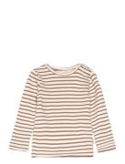 T-Shirt L/S Modal Striped Brown Petit Piao