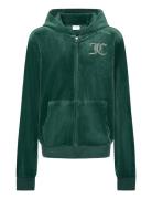 Diamante Velour Zip Thru Hoodie Green Juicy Couture