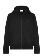 Badge Zip Hood Sweat - Gots/Vegan Black Knowledge Cotton Apparel