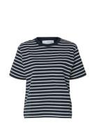 Slfelfrida Ss Contrast Boxy Tee Stripe Black Selected Femme