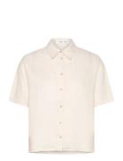 Short Sleeve Linen-Blend Shirt Cream Mango